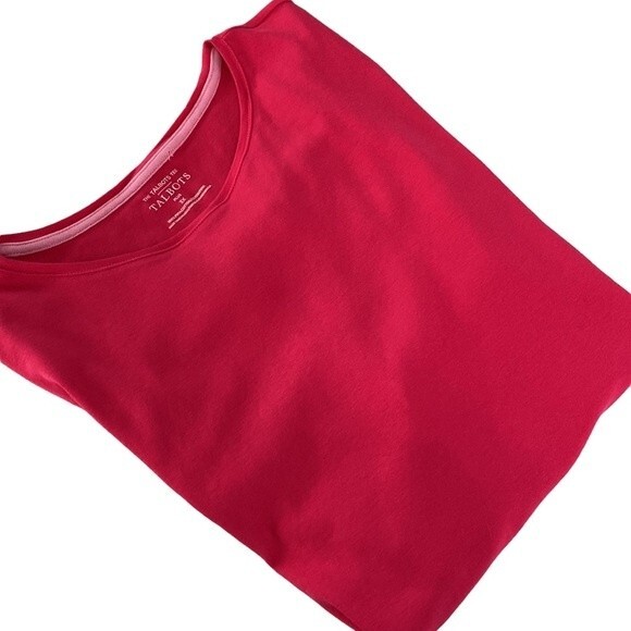 Talbots Tee 100% Pima Cotton Hot Pink Top Crew Neck Short Sleeve Barbiecore Soft - Picture 11 of 11